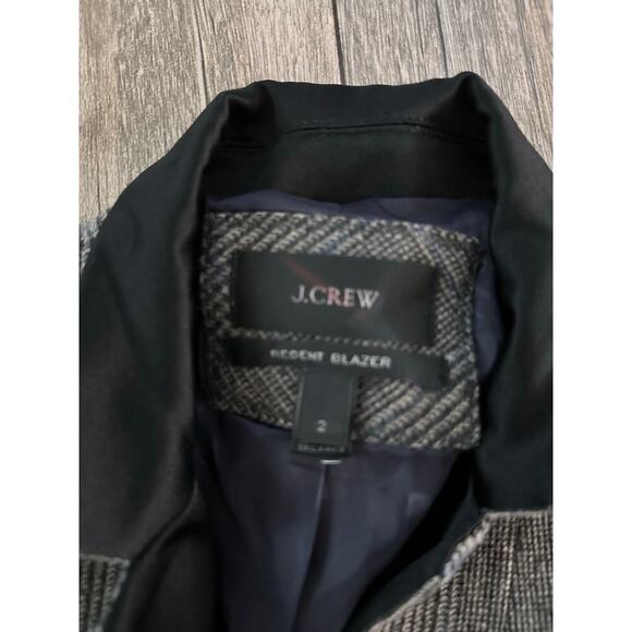 J.Crew Women's Regent Gray Plaid Gold Shield Button Surgeon Cuff Blazer Size 2 - Picture 9 of 9